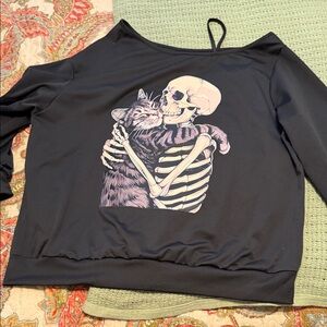 SHEIN Black Skeleton and Cat Graphic Long Sleeve Tee you get all three tops!